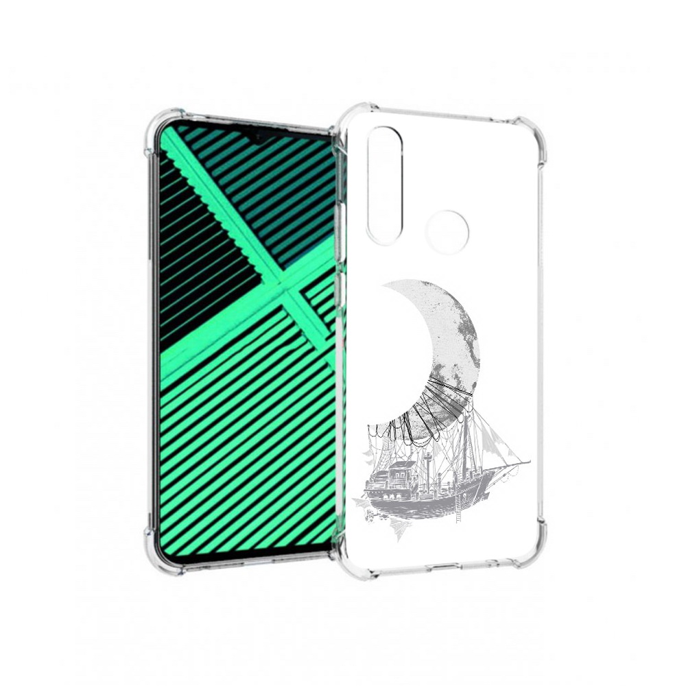 

Чехол MyPads Tocco для Motorola Moto G8 Power Lite черно белый корабль полумесяц, Прозрачный, Tocco