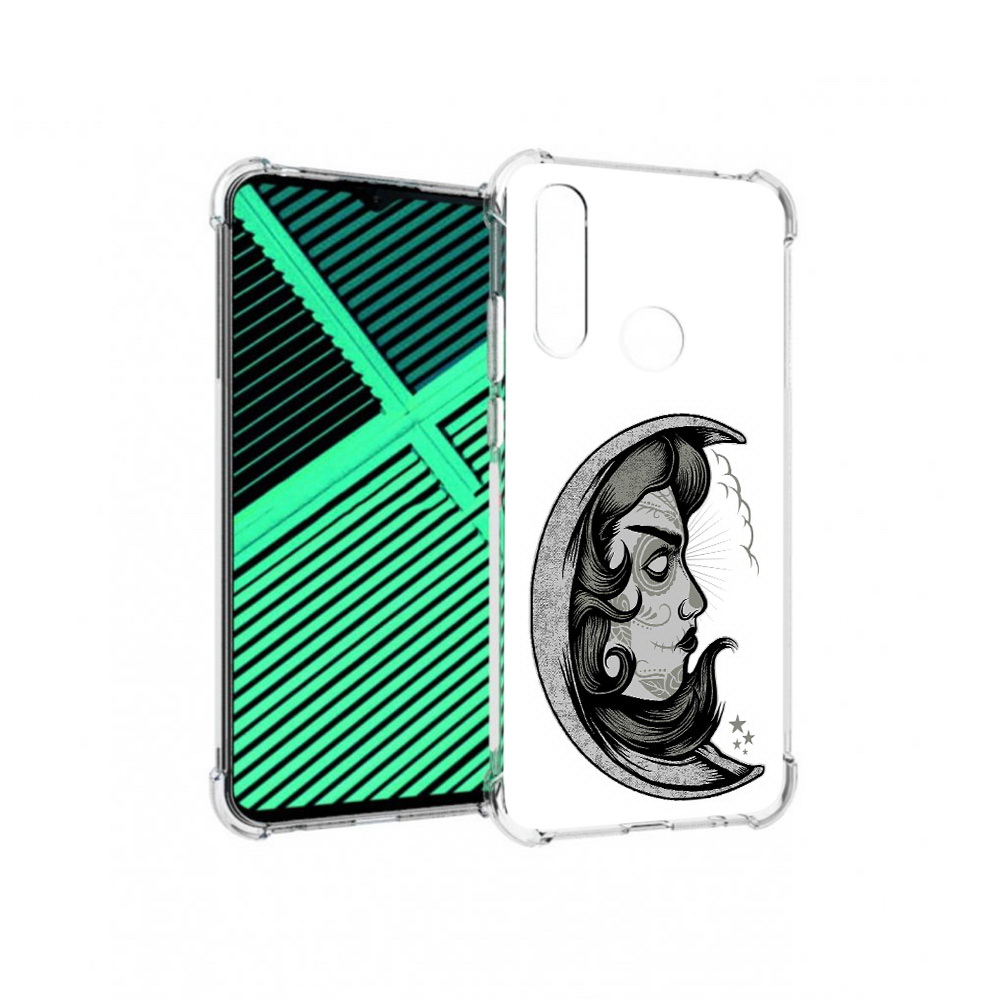 

Чехол MyPads Tocco для Motorola Moto G8 Power Lite черно белая луна с лицом, Прозрачный, Tocco