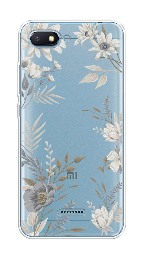 

Чехол на Xiaomi Redmi 6A "Цветы сепия", Серый;прозрачный;зеленый;белый, 34150-1