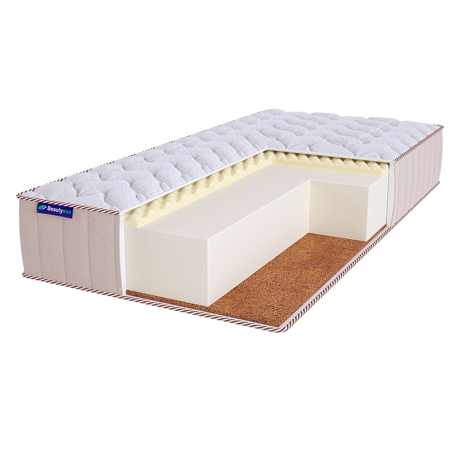

Матрас Beautyson Roll Foam 21 Massage Cocos Lux, 145х135, 27 см, беспружинный, Белый, Roll Foam 21 Massage Cocos Lux