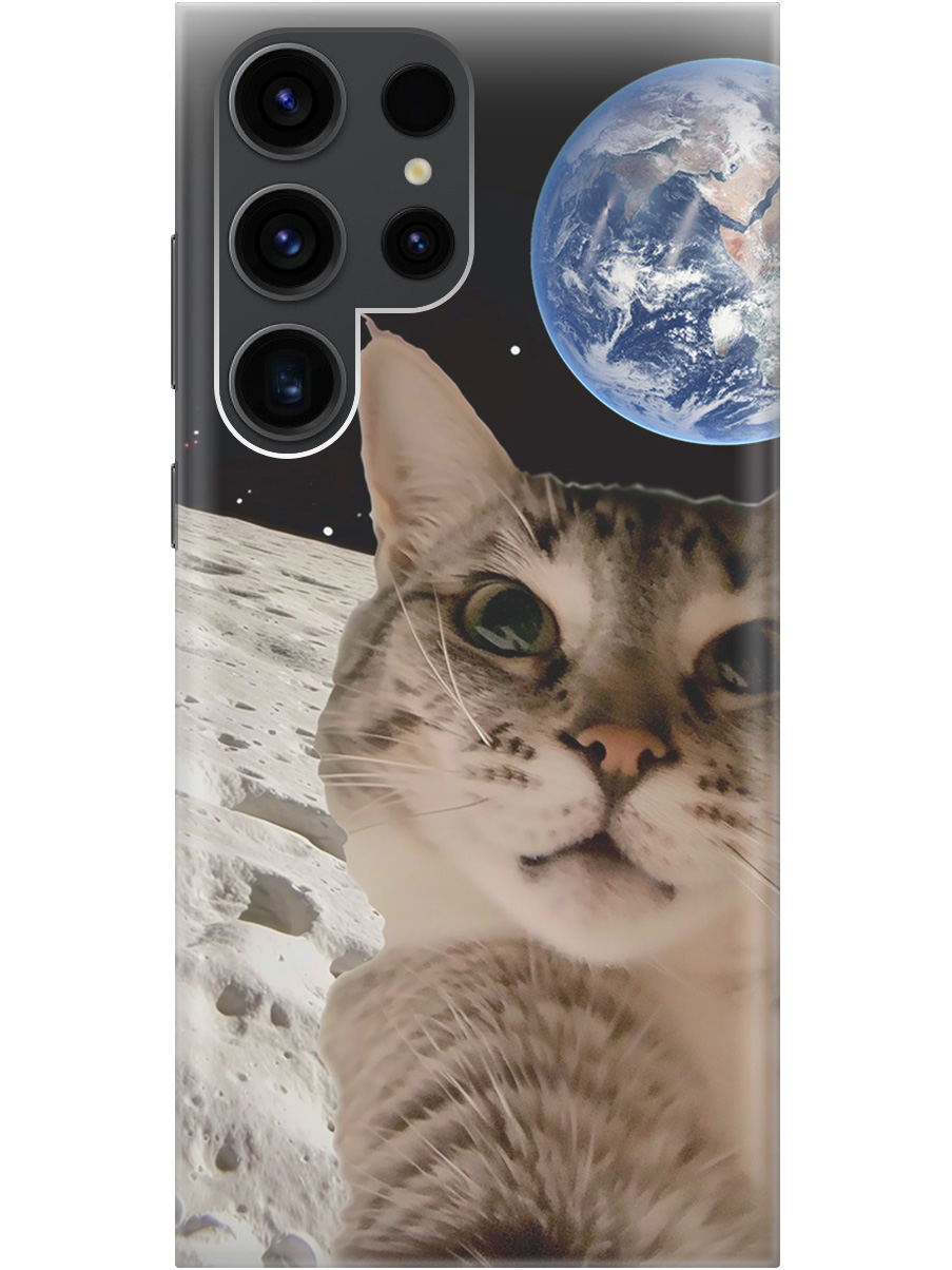 

Силиконовый чехол на Samsung Galaxy S23 Ultra с принтом "Котик на луне", Прозрачный;белый;серый;черный, 767959412