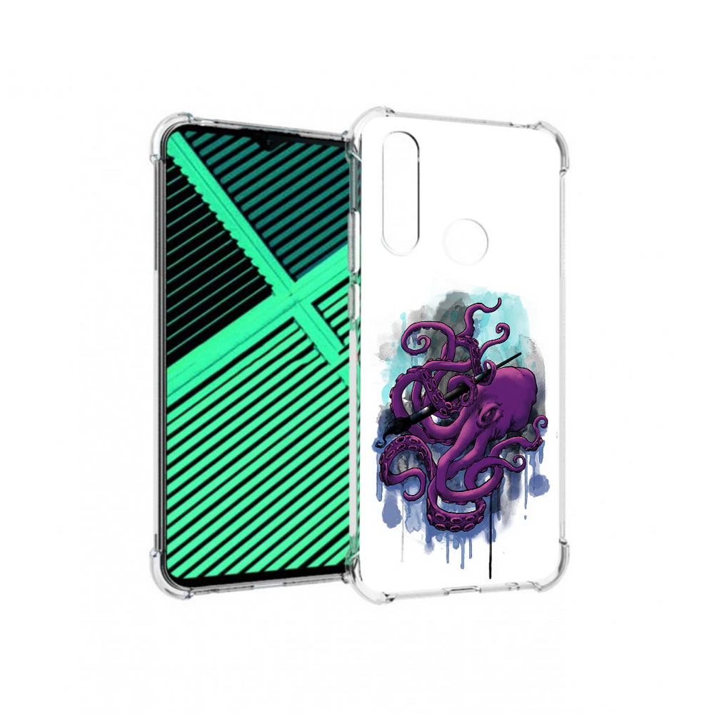 

Чехол MyPads Tocco для Motorola Moto G8 Power Lite фиолетовый осьминог (PT227069.358.658), Прозрачный, Tocco