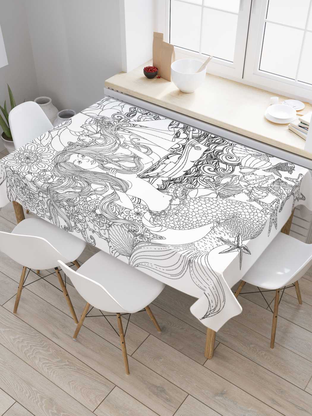 

Скатерть прямоугольная JoyArty "Загадочная русалка" из сатена, 120x145 см, Зеленый, Загадочная русалка