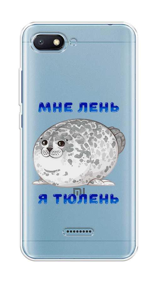 

Чехол на Xiaomi Redmi 6A "Лень-тюлень", Серый;синий, 34150-1