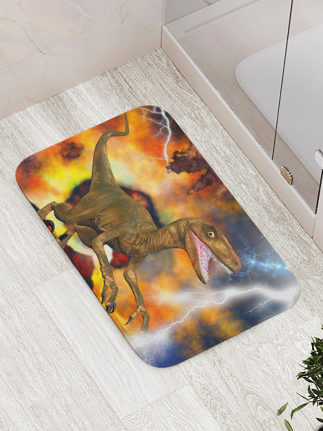 

Коврик противоскользящий JoyArty "Тиранозавр в вулкане" для ванной, сауны,бассейна,77х52см, Тиранозавр в вулкане