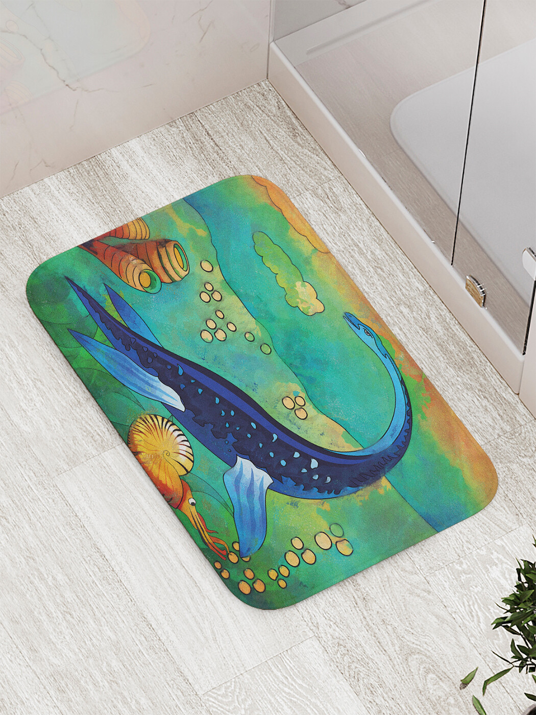 

Коврик противоскользящий JoyArty "Лохнесский динозавр" для ванной, сауны, бассейна,77х52см, Лохнесский динозавр