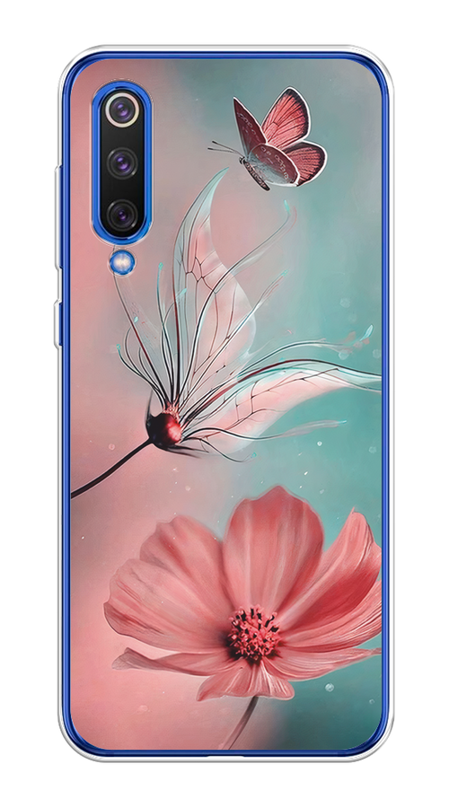 

Чехол на Xiaomi Mi9 SE "Бабочка и цветок", Голубой;розовый, 35250-1