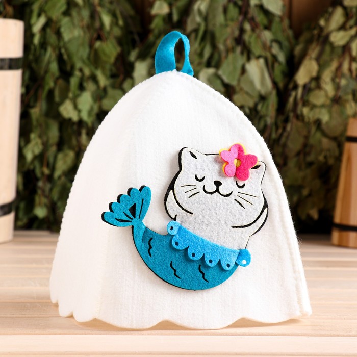 

Шапка для бани с аппликацией Адель, Белый