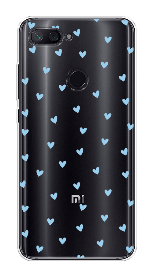 

Чехол на Xiaomi Mi 8 Lite "Голубые сердечки паттерн", Голубой;прозрачный, 34550-1