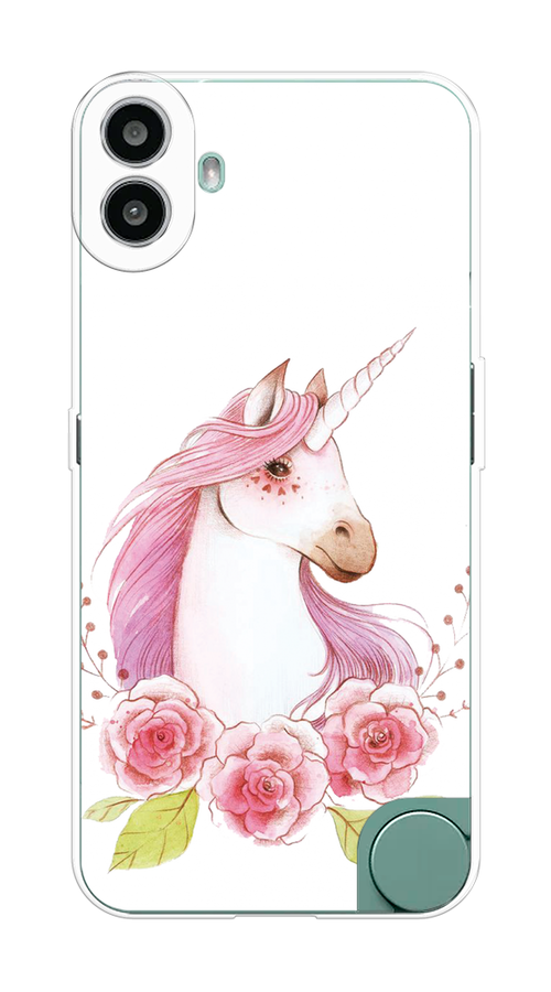 

Чехол на CMF Phone 1 "Единорог цветы", Белый;розовый;серый, 3300450-1