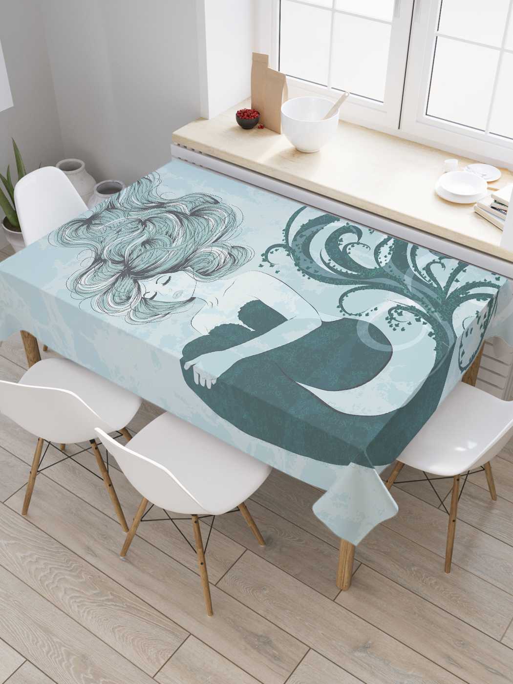 

Скатерть прямоугольная JoyArty "Водяная русалка" из сатена, 120x145 см, Зеленый, Водяная русалка