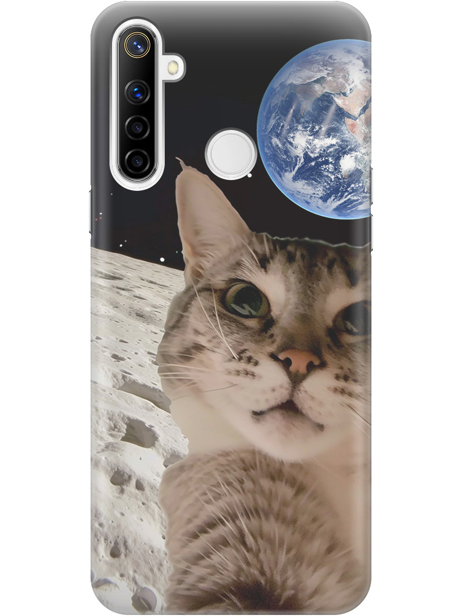 

Силиконовый чехол на realme 5 / 6i / C3 с принтом "Котик на луне", Прозрачный;белый;серый;черный, 726149612