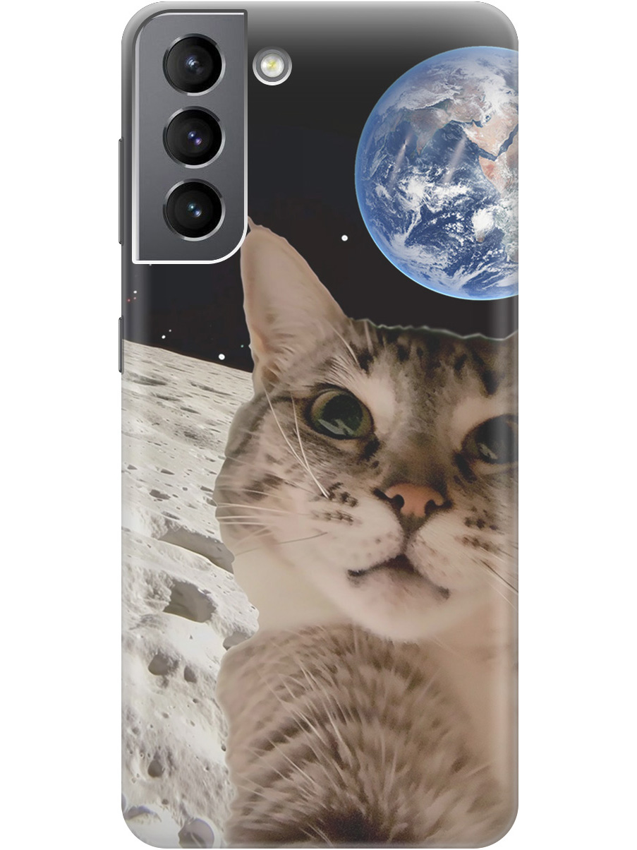

Силиконовый чехол на Samsung Galaxy S21 с принтом "Котик на луне", Прозрачный;белый;серый;черный, 724125012