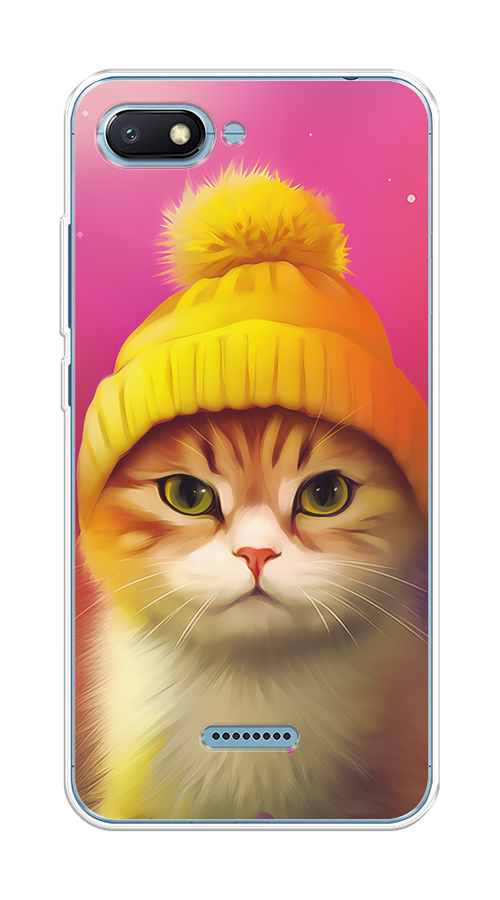 

Чехол на Xiaomi Redmi 6A "Котик в шапочке", Розовый;желтый;бежевый, 34150-1