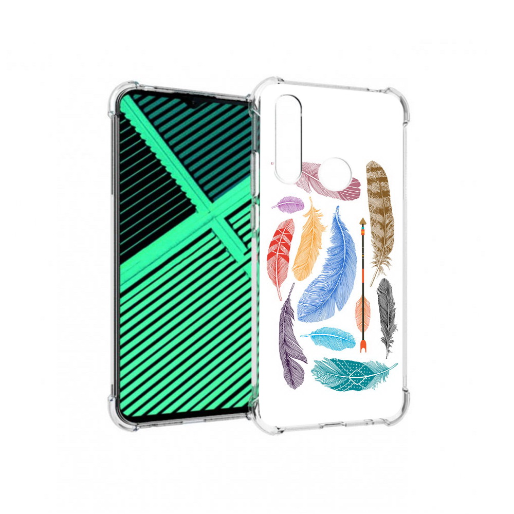 

Чехол MyPads Tocco для Motorola Moto G8 Power Lite разноцветные перья (PT227069.358.572), Прозрачный, Tocco