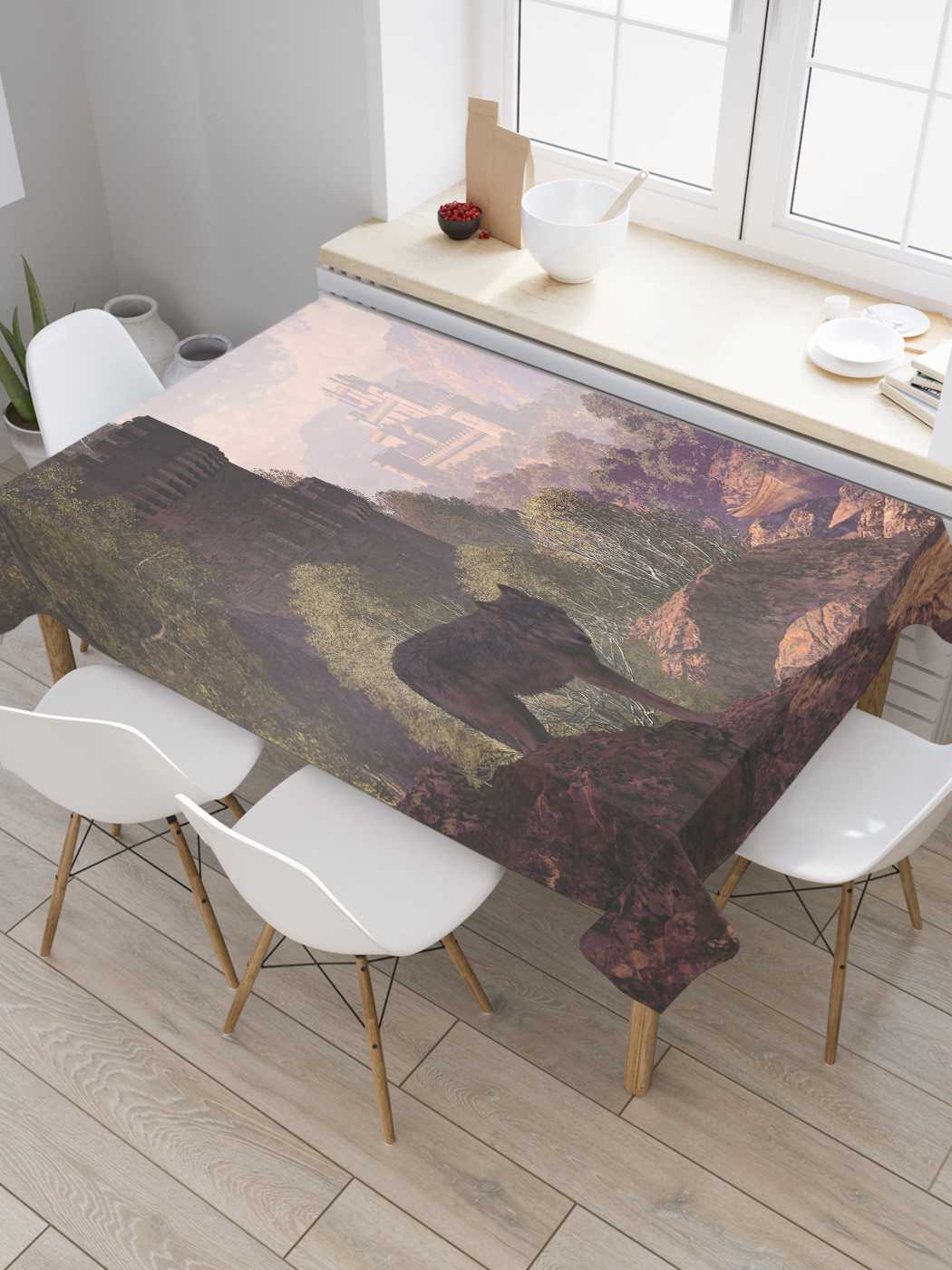 

Скатерть прямоугольная JoyArty "Волк вдали от замка" из сатена, 120x145 см, Серый, Волк вдали от замка