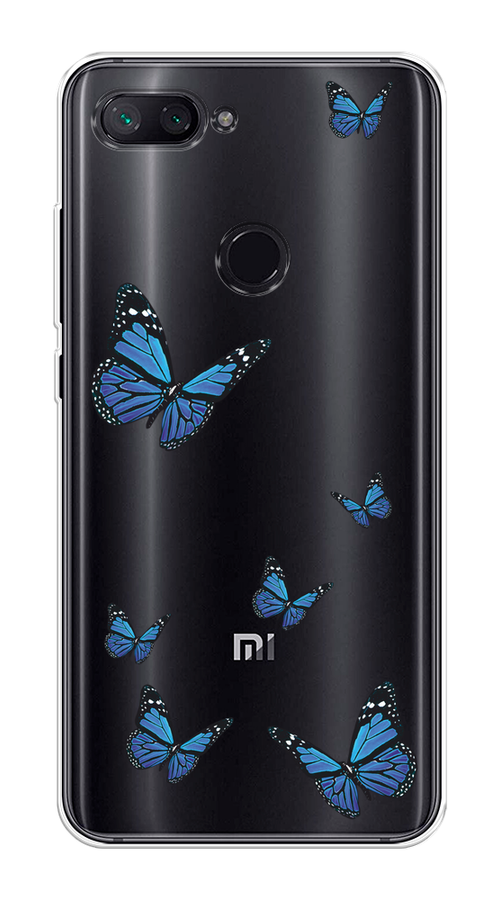 

Чехол на Xiaomi Mi 8 Lite "Blue butterflies", Синий;черный, 34550-1