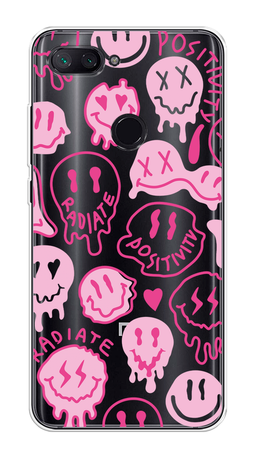 

Чехол на Xiaomi Mi 8 Lite "Галлюциногенные смайлики", Прозрачный;розовый, 34550-1