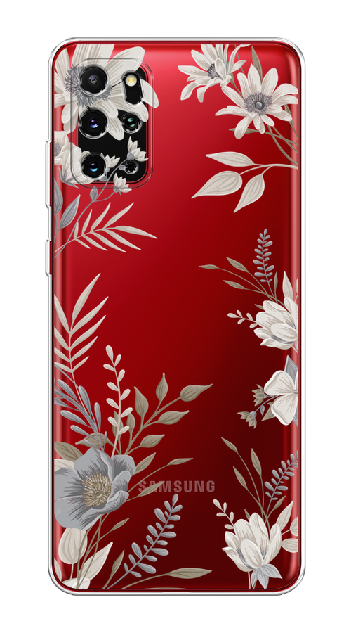 

Чехол на Samsung Galaxy S20 Plus "Цветы сепия", Серый;прозрачный;зеленый;белый, 29350-1