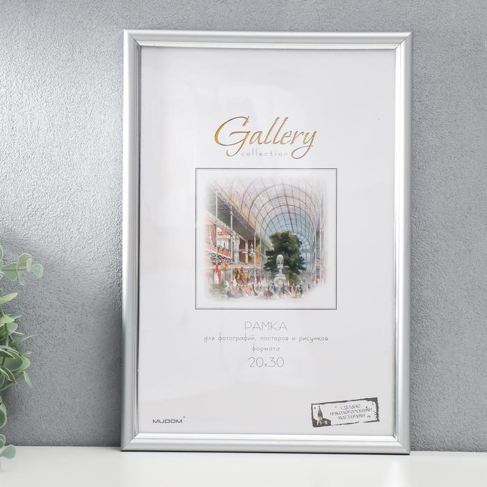 фото Фоторамка пластик gallery 20х30 см, 636421-8, серебро (пластиковый экран) nobrand