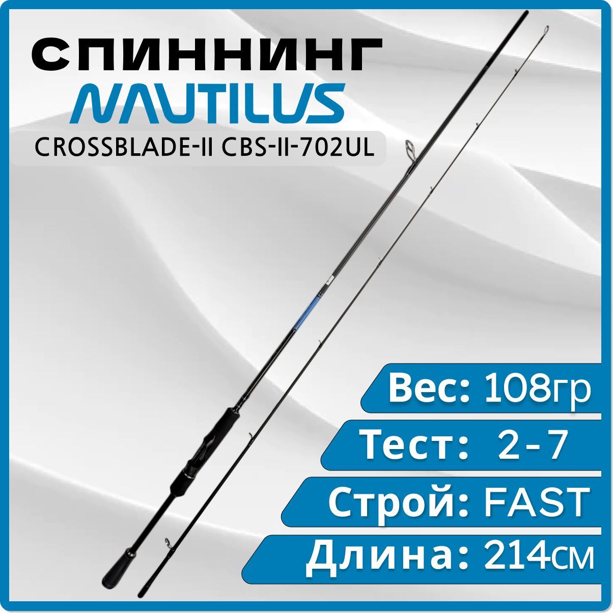 

Спиннинг Nautilus CROSSBLADE-II CBS-II-702UL 2.14м 2-7гр, CROSSBLADE-II