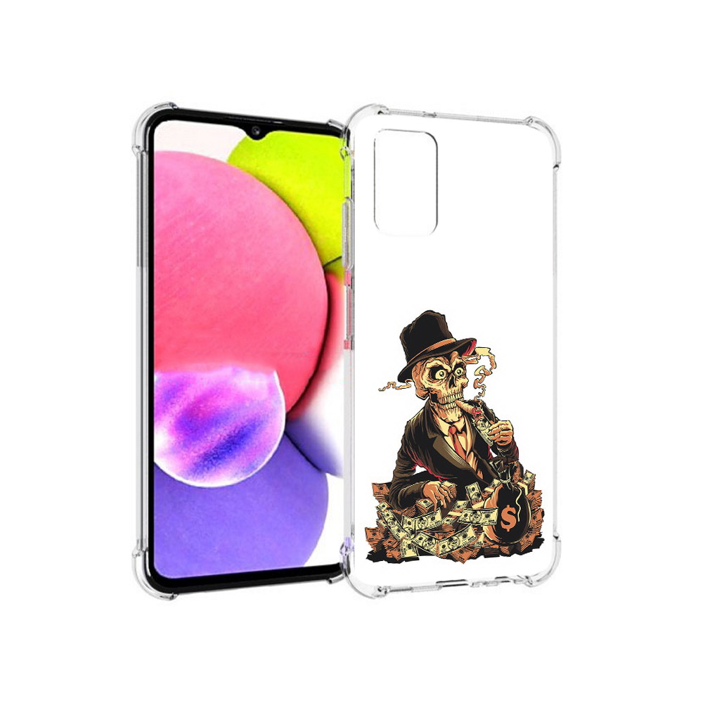 

Чехол MyPads Tocco для Samsung Galaxy A03s нарисованный череп с сигаретой, Прозрачный, Tocco
