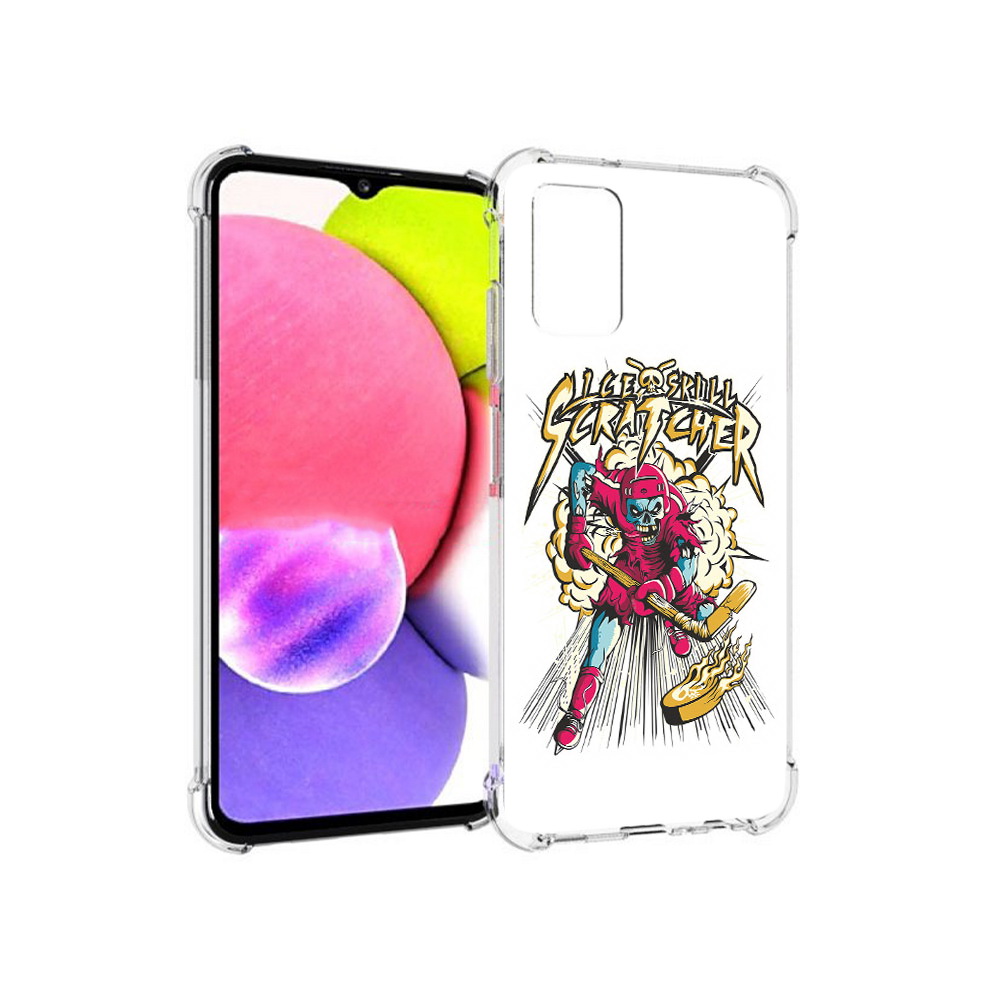 

Чехол MyPads Tocco для Samsung Galaxy A03s нарисованный скелет хоккеист (PT162170.549.514), Прозрачный, Tocco