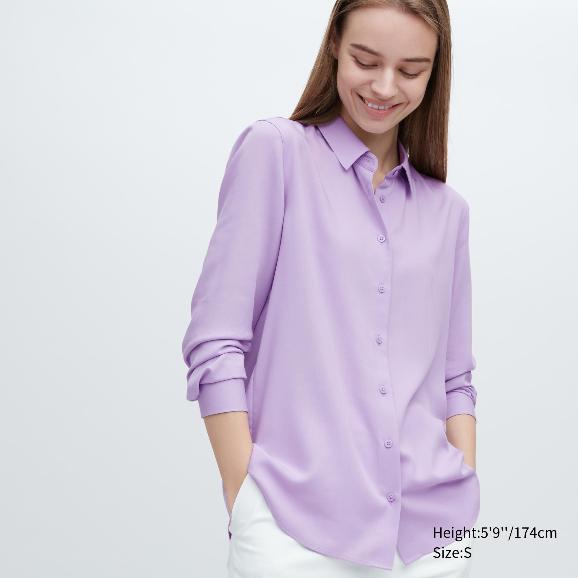 

Рубашка женская UNIQLO 455734COL71 фиолетовая 2XS (доставка из-за рубежа), Фиолетовый, 455734COL71