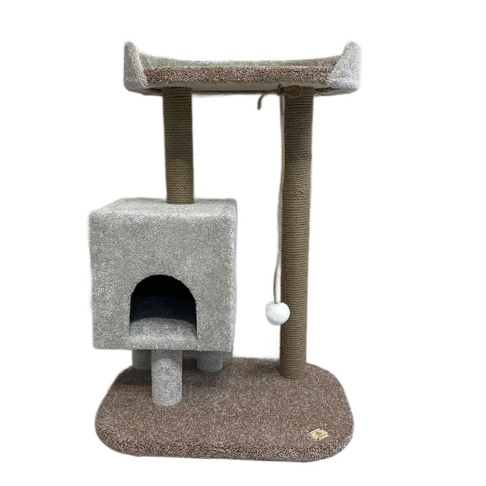 Комплекс для кошек Моя котя Вселенная Мурзика, бежево-серебристый, ковролин, ДСП, джут, 1м
