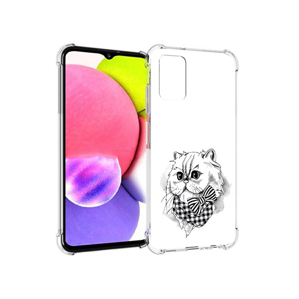 

Чехол MyPads Tocco для Samsung Galaxy A03s нарисованная красивая кошечка, Прозрачный, Tocco