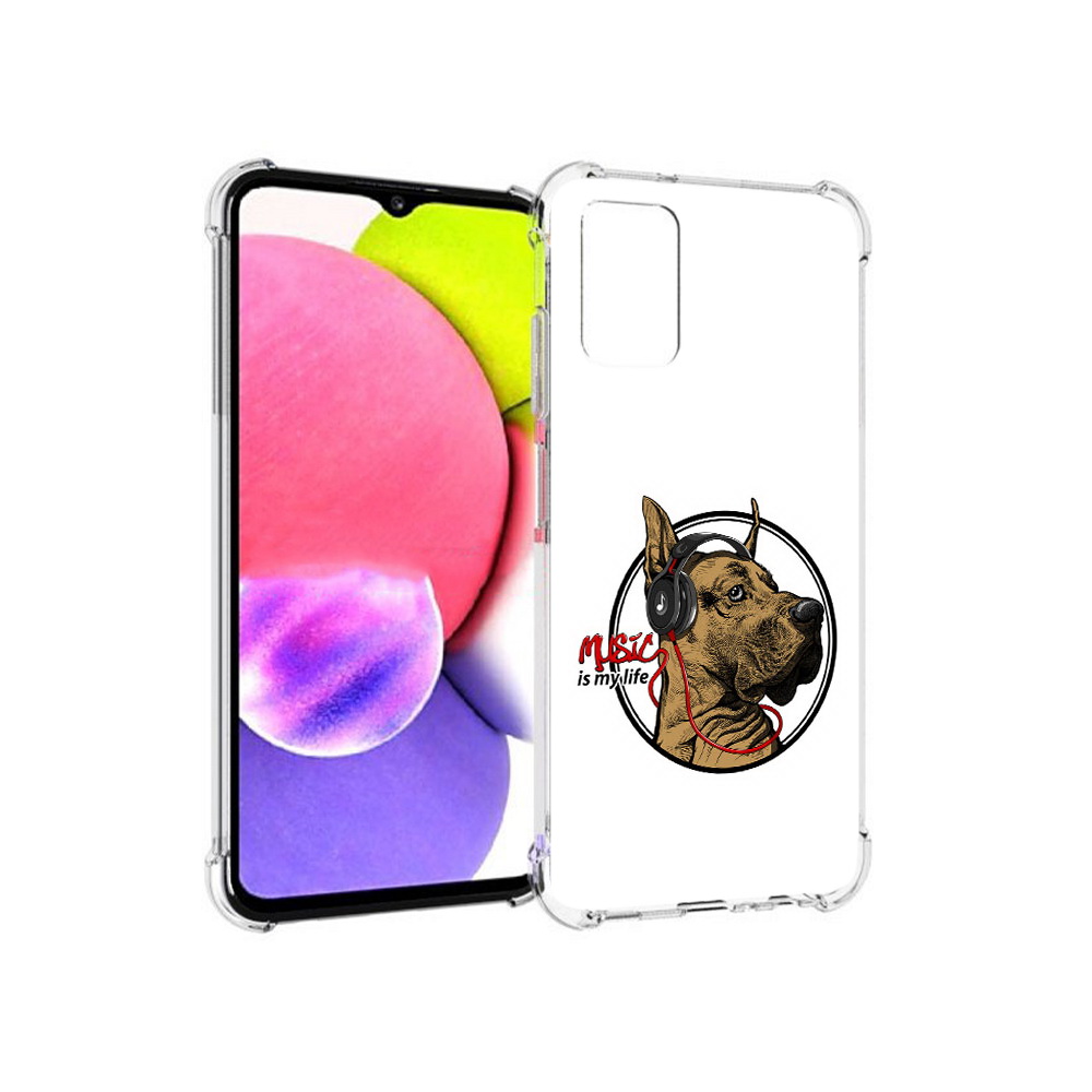 

Чехол MyPads Tocco для Samsung Galaxy A03s музыкальная собака (PT162170.549.490), Прозрачный, Tocco