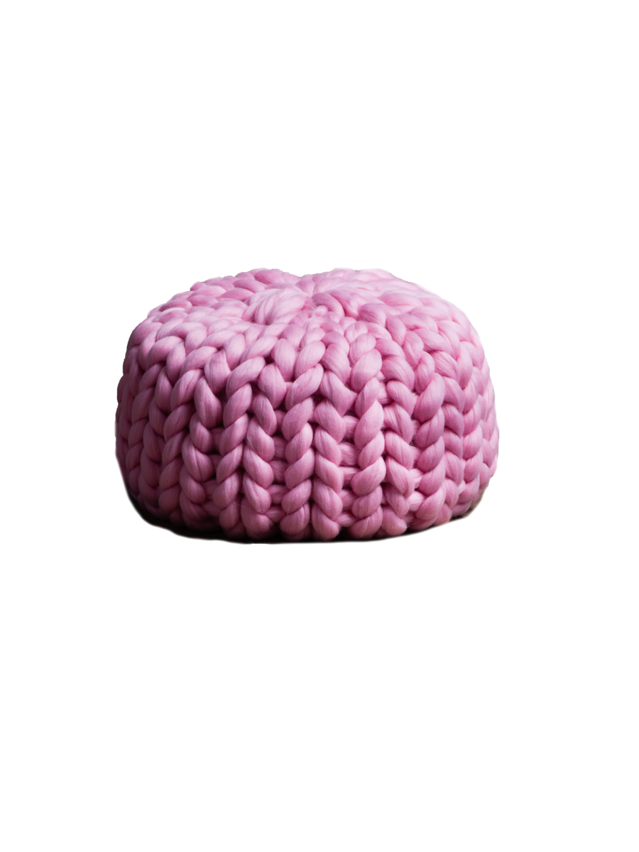 

Пуф вязанный из шерсти мериноса, WOOLMERINO, Puf/40021, розовый