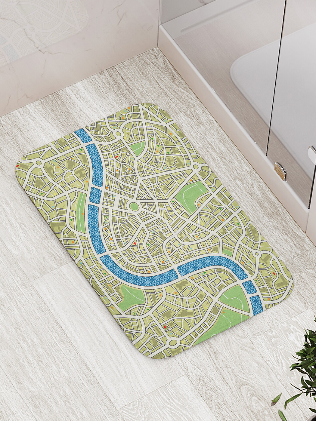 

Коврик противоскользящий JoyArty "Схема города" для ванной, сауны, бассейна, 77х52 см, Схема города