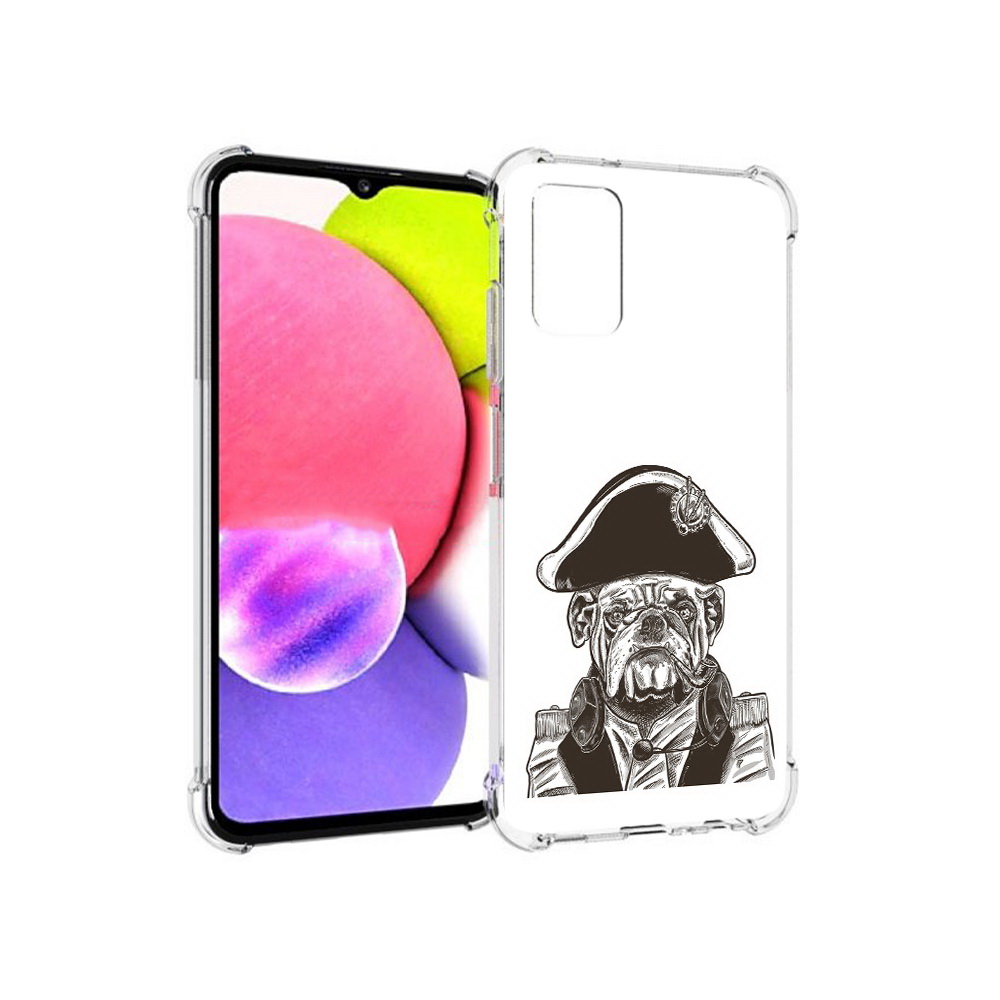 

Чехол MyPads Tocco для Samsung Galaxy A03s мопс генерал (PT162170.549.483), Прозрачный, Tocco