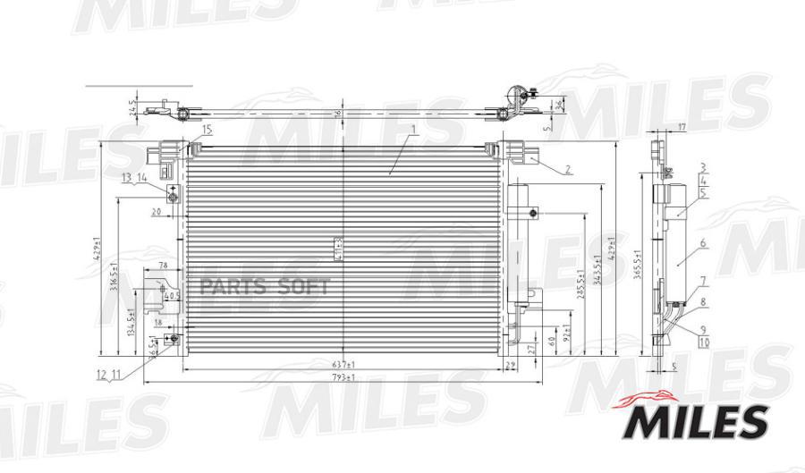 Конденсер mitsubishi lancer / outlander 1.5-2.4/2.2d 07-