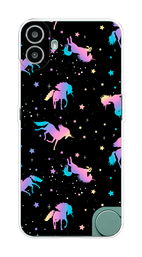 

Чехол на CMF Phone 1 "Единороги градиент", Черный;розовый;голубой, 3300450-1