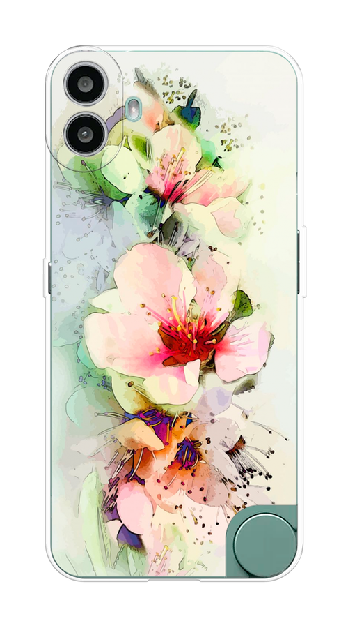 

Чехол на CMF Phone 1 "Нежные цветы", Зеленый;розовый, 3300450-1