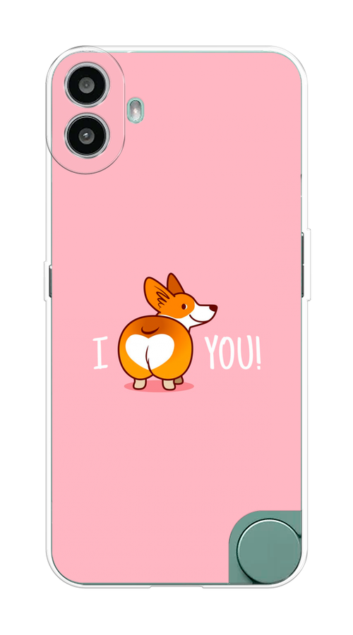 

Чехол на CMF Phone 1 "Корги I love you", Розовый;коричневый;белый, 3300450-1