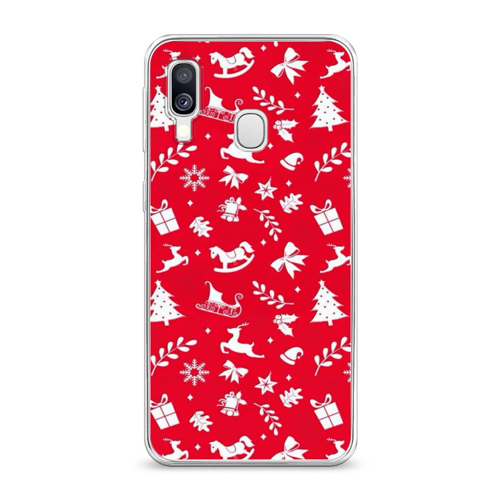 

Чехол на Samsung Galaxy A40 "Красный новогодний фон", Красный;белый, 28050-5