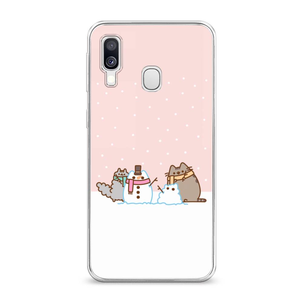 

Чехол на Samsung Galaxy A40 "Котики в снегу", Розовый;белый;серый, 28050-5