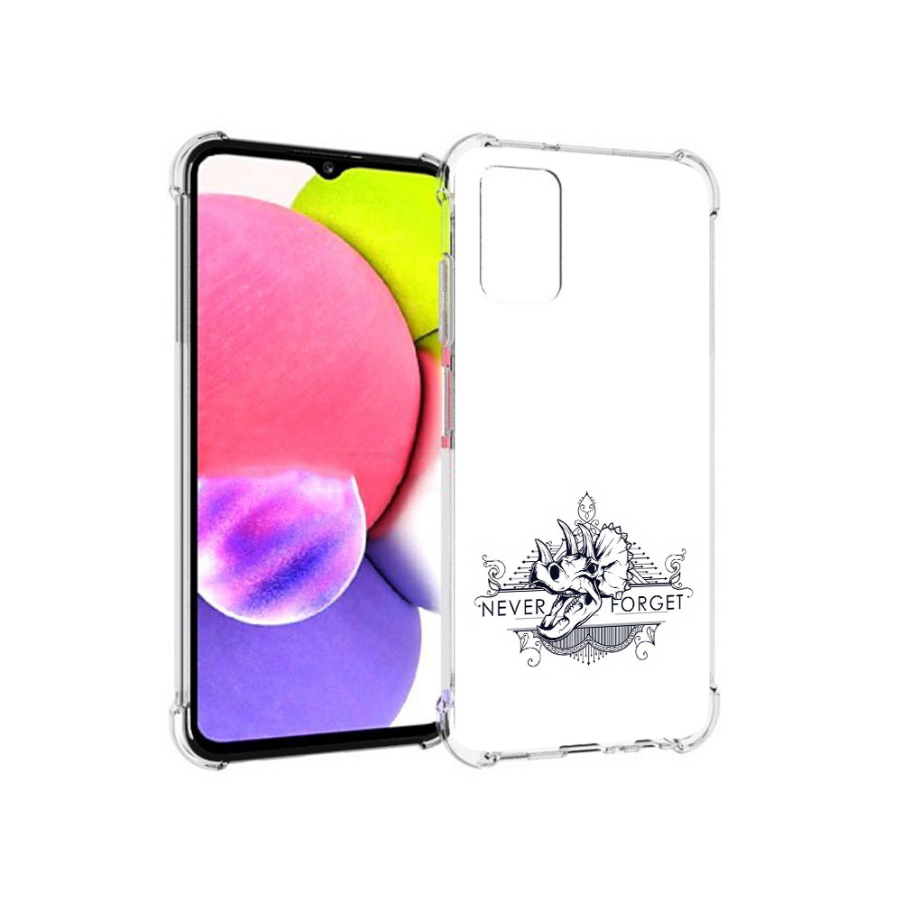 

Чехол MyPads Tocco для Samsung Galaxy A03s логотип носорога никогда не забуду, Прозрачный, Tocco
