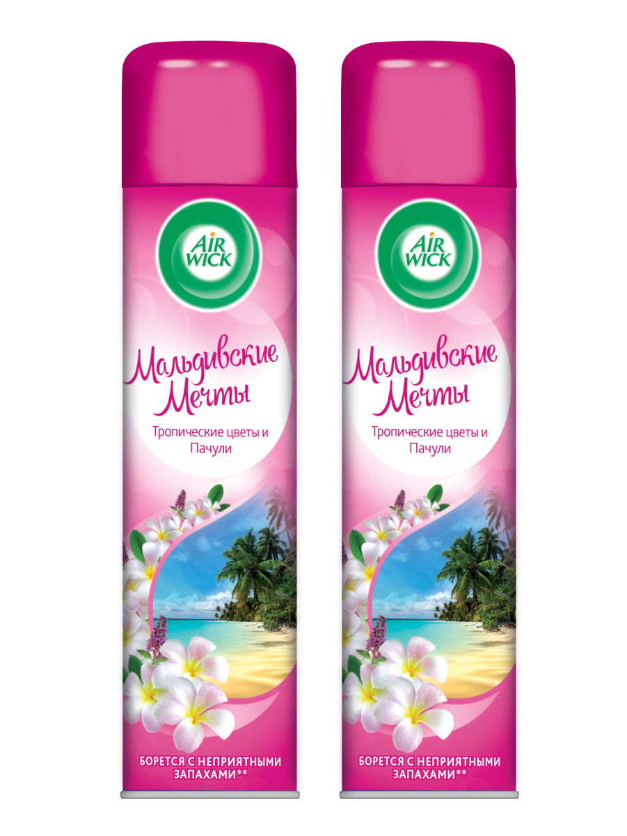 

Комплект Освежитель воздуха Air Wick Мальдивские мечты Тропические цветы и Пачули 290 мл, Комплект Освежитель воздуха Air Wick Мальдивские мечты Тропические цветы и Пачули 290 мл. х 2 шт.