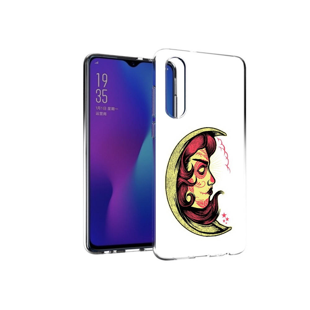 

Чехол MyPads Tocco для Huawei P30 желтый полумесяц с лицом девушки, Прозрачный, Tocco