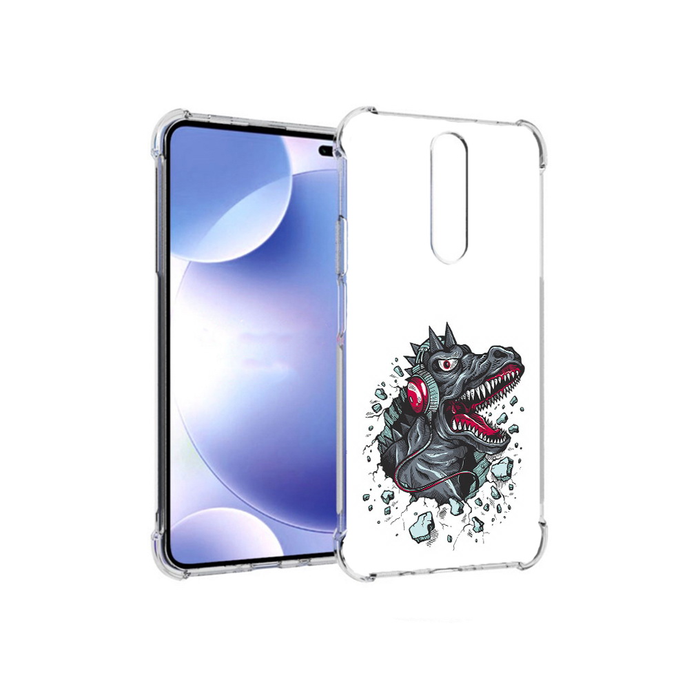 

Чехол MyPads Tocco для Xiaomi Redmi k30 Нарисованный динозавр в наушниках, Прозрачный, Tocco