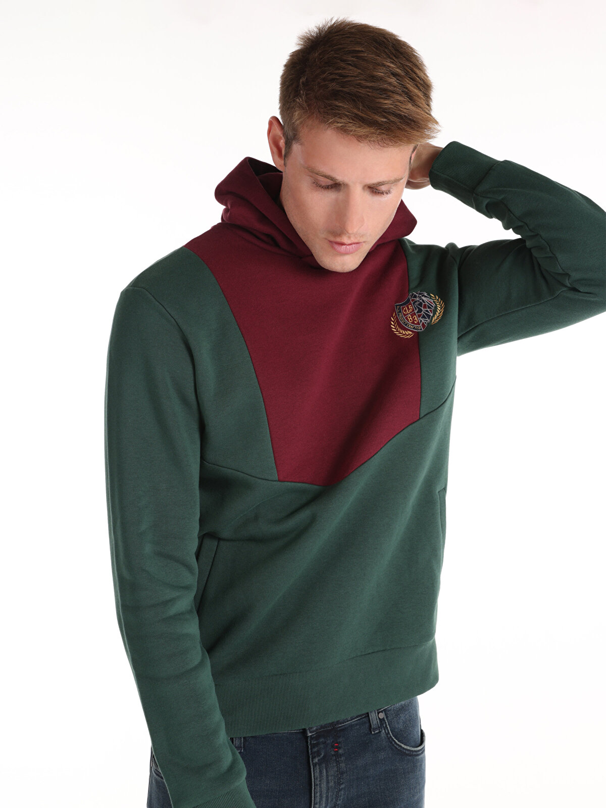 

Худи мужское COLIN'S CL1066253 зеленое 2XL, Зеленый, CL1066253