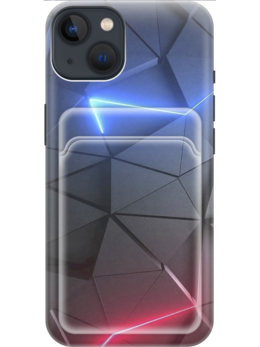 

Силиконовый чехол на Apple iPhone 14 Plus с рисунком "Графитовые грани", Серый;синий, 20011977