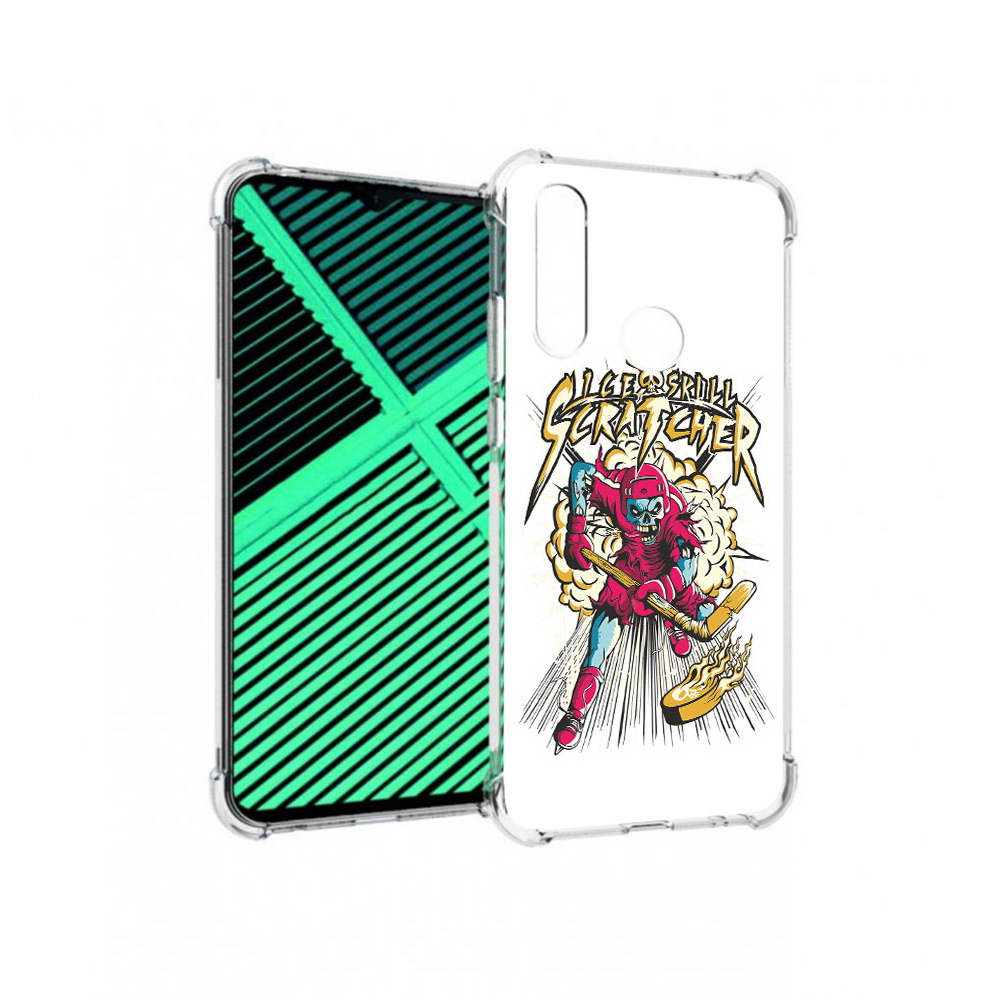 

Чехол MyPads Tocco для Motorola Moto G8 Power Lite нарисованный скелет хоккеист, Прозрачный, Tocco