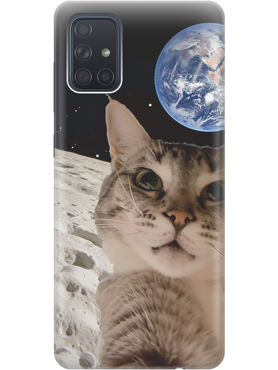 

Силиконовый чехол на Samsung Galaxy A71 с принтом "Котик на луне", Прозрачный;белый;серый;черный, 722411412