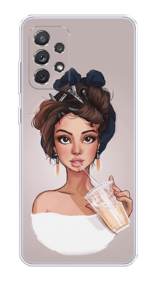 

Чехол на Samsung Galaxy A73 "Девушка с фраппе", Серый, 2104650-6