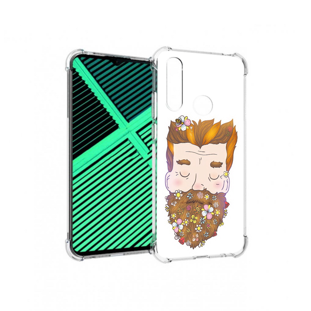 

Чехол MyPads Tocco для Motorola Moto G8 Power Lite мужчина с цветами в бороде, Прозрачный, Tocco
